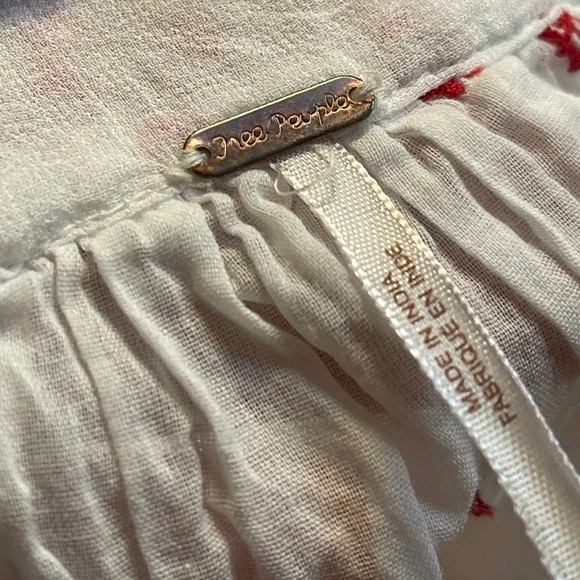 Free People White and Red Embroidered Top - Picture 2 of 8